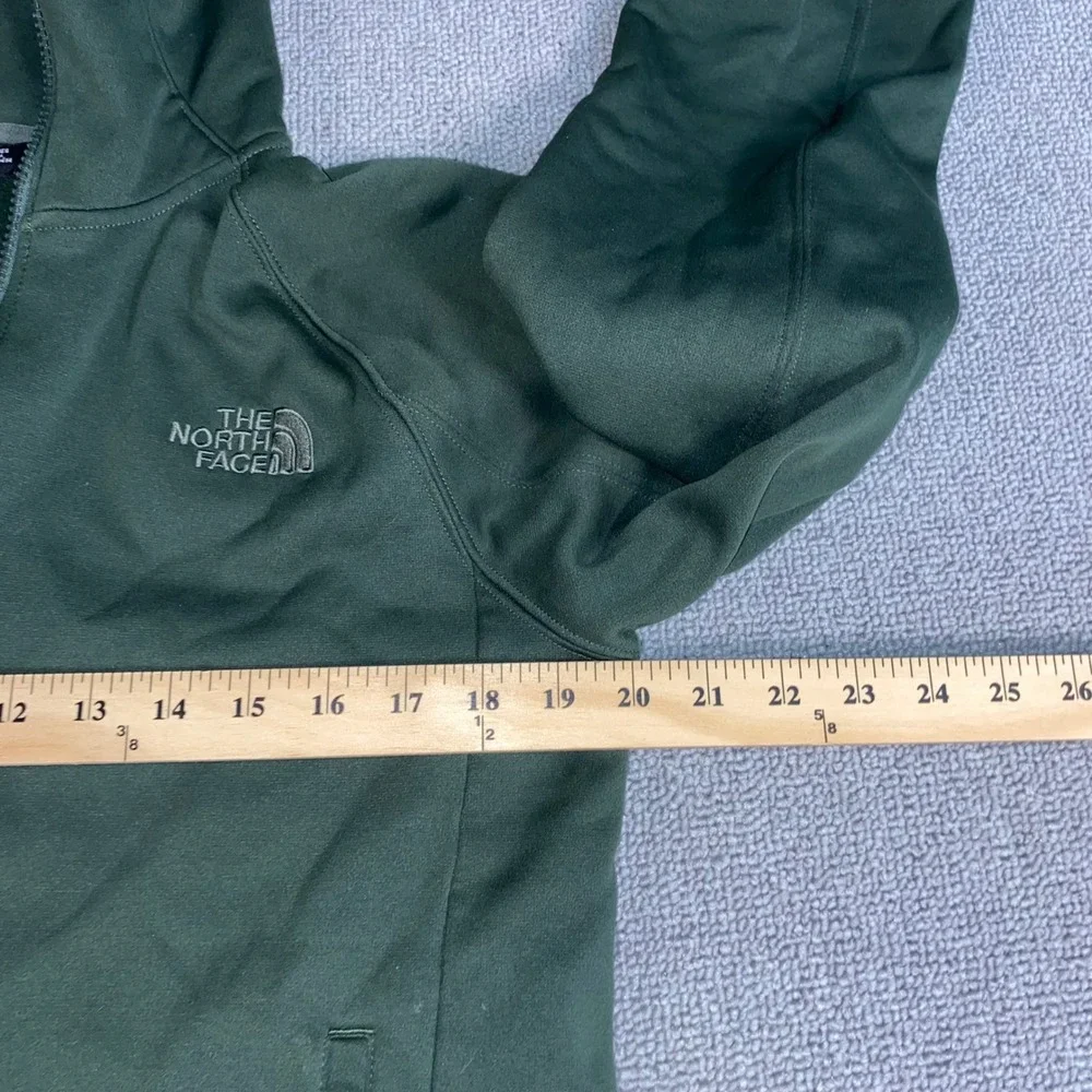 The North Face Full Zip Hoodie Mens Small Green Fleece Lined Athletic Jacket EUC